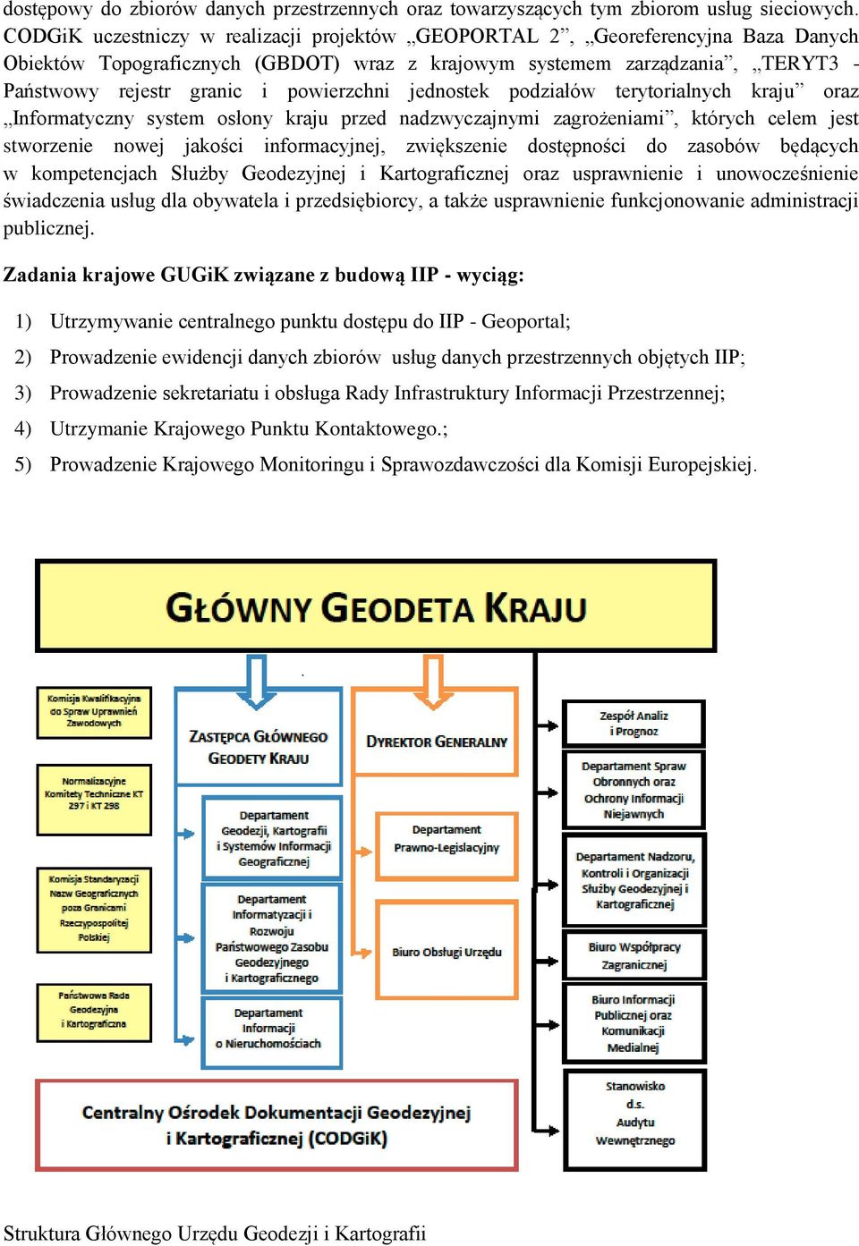 powierzchni jednostek podziałów terytorialnych kraju oraz Informatyczny system osłony kraju przed nadzwyczajnymi zagrożeniami, których celem jest stworzenie nowej jakości informacyjnej, zwiększenie