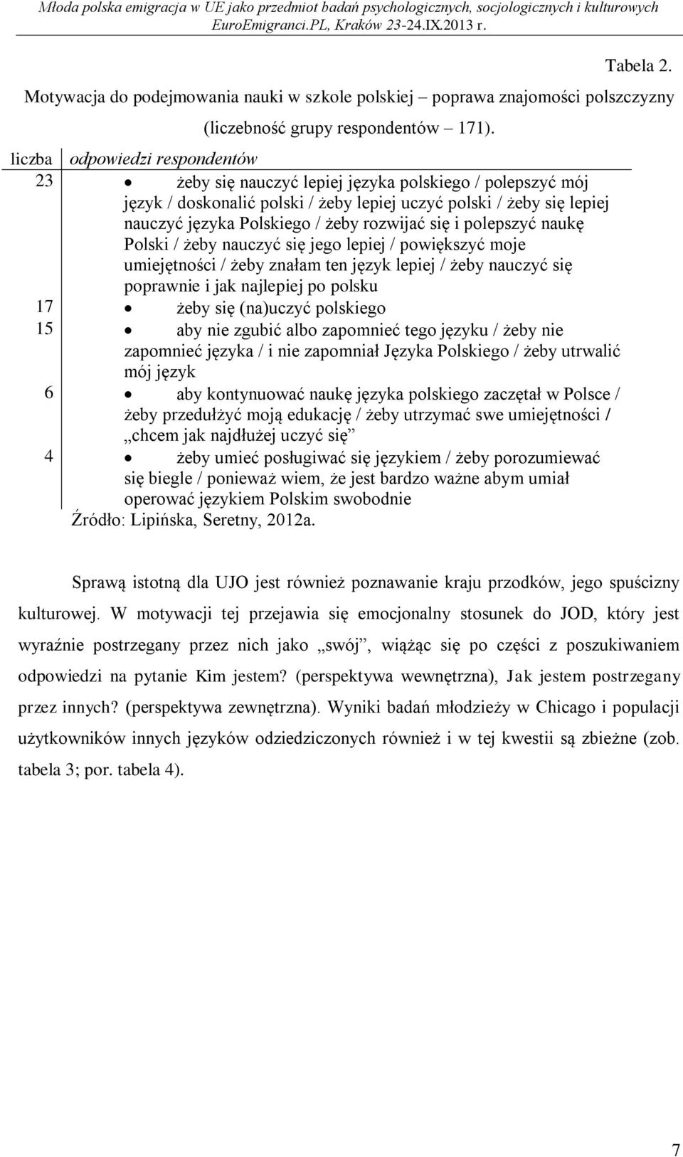 rozwijać się i polepszyć naukę Polski / żeby nauczyć się jego lepiej / powiększyć moje umiejętności / żeby znałam ten język lepiej / żeby nauczyć się poprawnie i jak najlepiej po polsku 17 żeby się