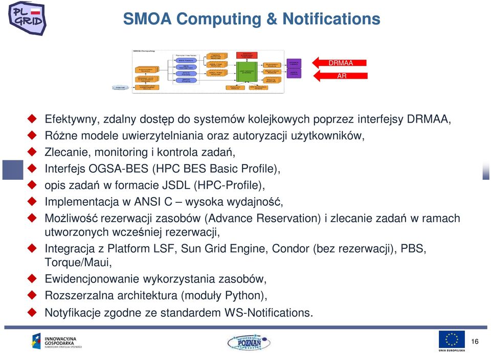 wydajność, MoŜliwość rezerwacji zasobów (Advance Reservation) i zlecanie zadań w ramach utworzonych wcześniej rezerwacji, Integracja z Platform LSF, Sun Grid Engine,