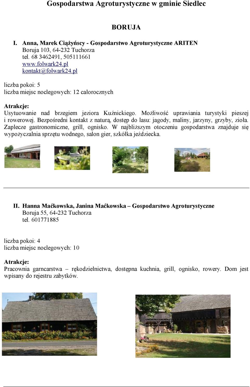 Gospodarstwa Agroturystyczne w gminie Siedlec - PDF Darmowe pobieranie