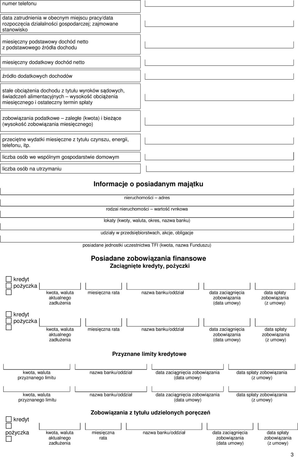 zaległe (kwota) i bieżące (wysokość miesięcznego) przeciętne wydatki miesięczne z tytułu czynszu, energii, telefonu, itp.