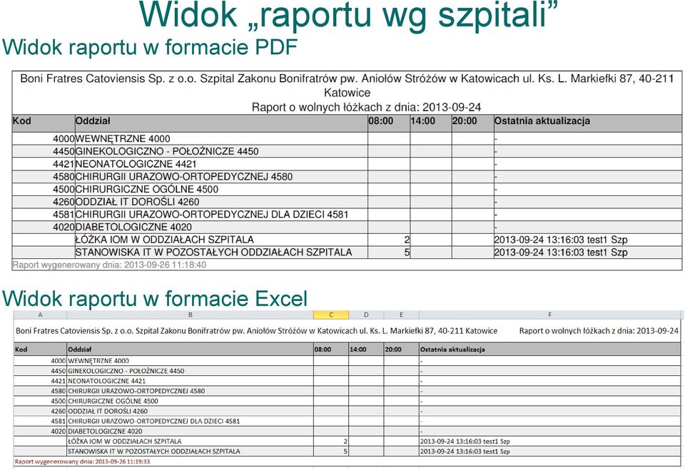 raportu w formacie