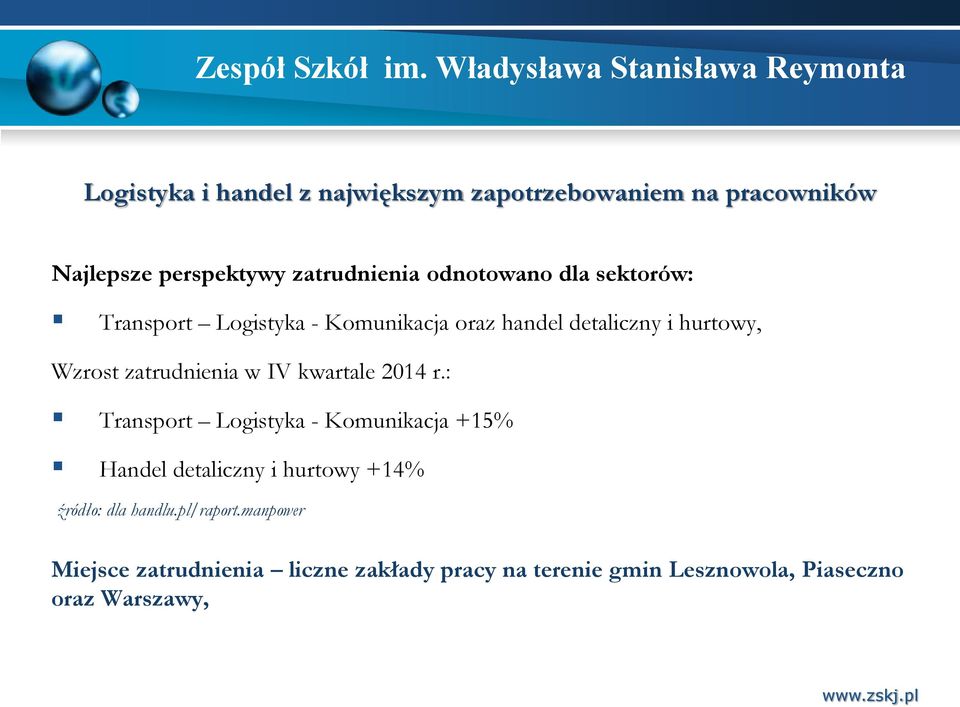 zatrudnienia w IV kwartale 2014 r.
