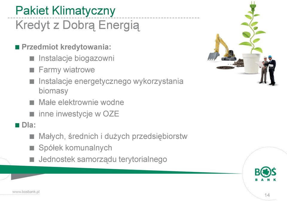 wykorzystania biomasy Małe elektrownie wodne inne inwestycje w OZE Małych,