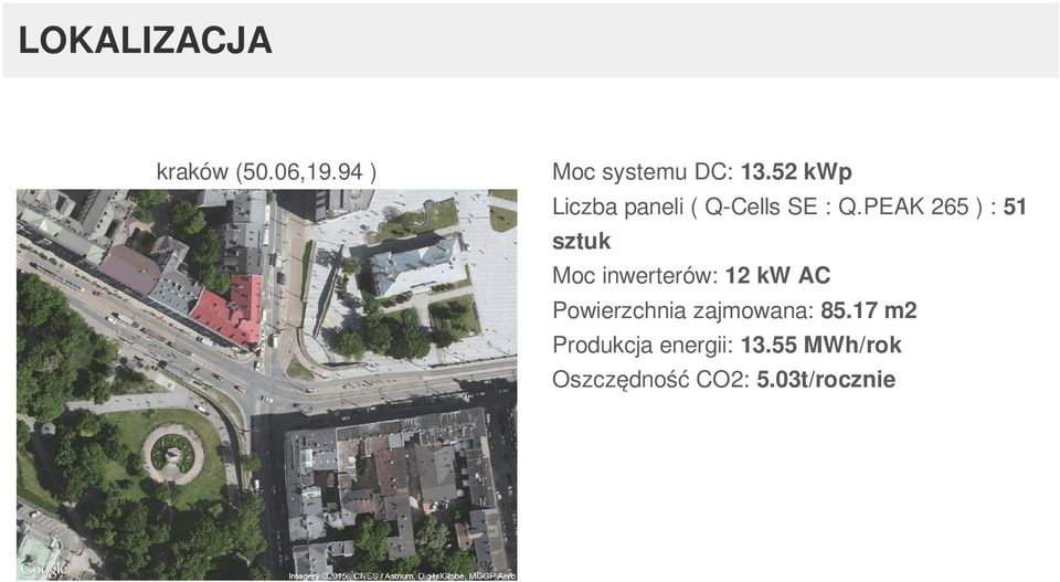 PEAK 265 ) : 51 sztuk Moc inwerterów: 12 kw AC