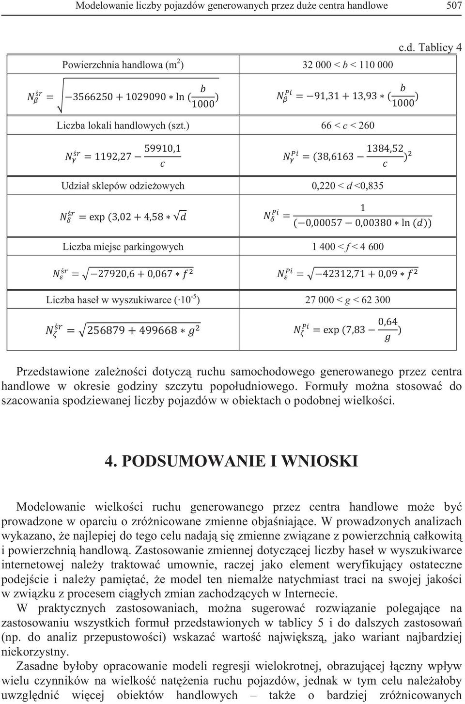 samochodowego generowanego przez centra handlowe w okresie godziny szczytu popoudniowego. Formuy mona stosowa do szacowania spodziewanej liczby pojazdów w obiektach o podobnej wielkoci. 4.