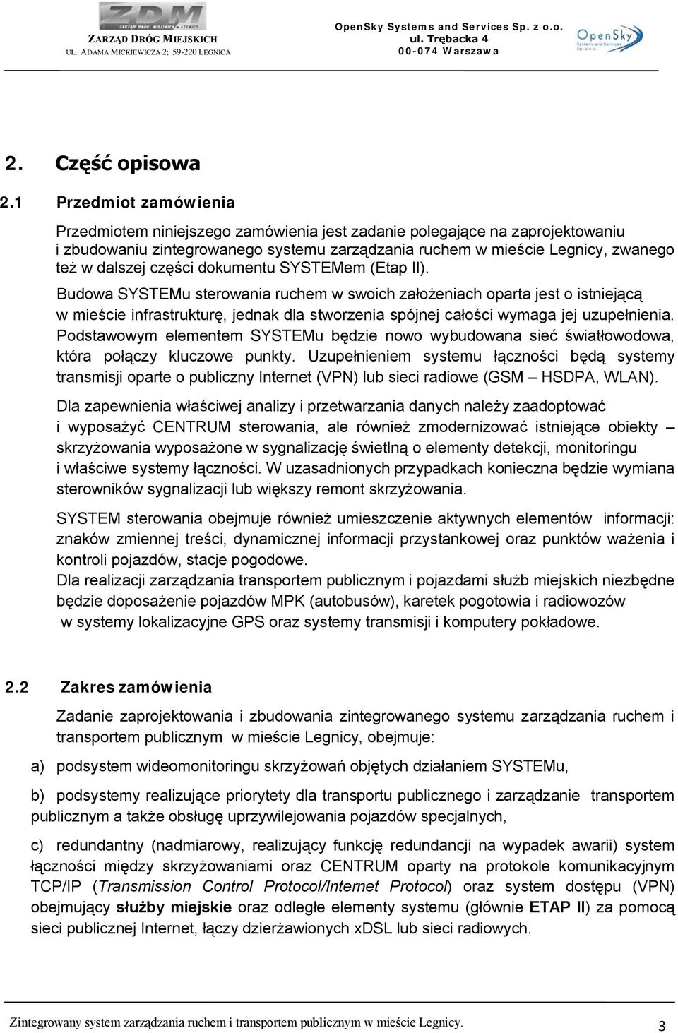 części dokumentu SYSTEMem (Etap II).