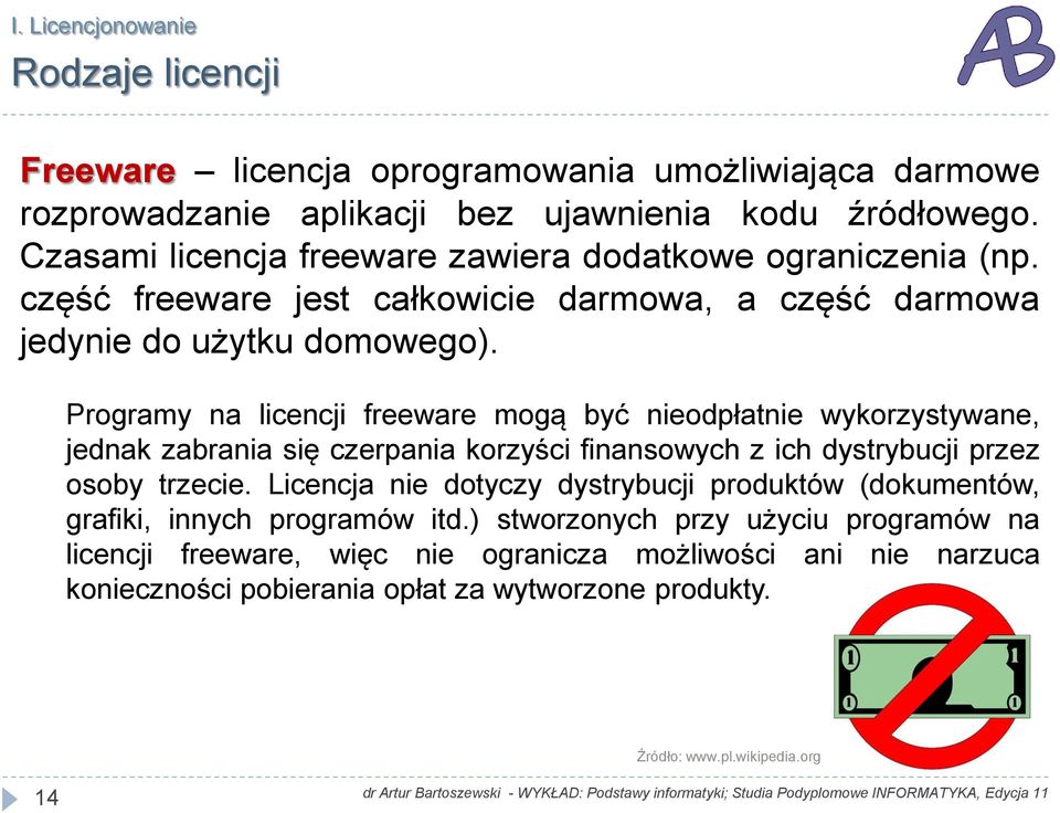 Programy na licencji freeware mogą być nieodpłatnie wykorzystywane, jednak zabrania się czerpania korzyści finansowych z ich dystrybucji przez osoby trzecie.