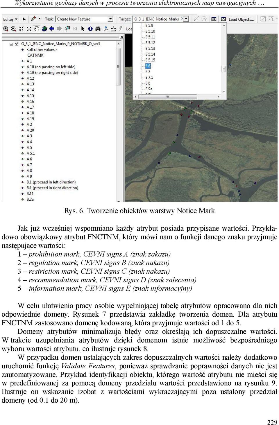 Przykładowo obowiązkowy atrybut FNCTNM, który mówi nam o funkcji danego znaku przyjmuje następujące wartości: 1 prohibition mark, CEVNI signs A (znak zakazu) 2 regulation mark, CEVNI signs B (znak