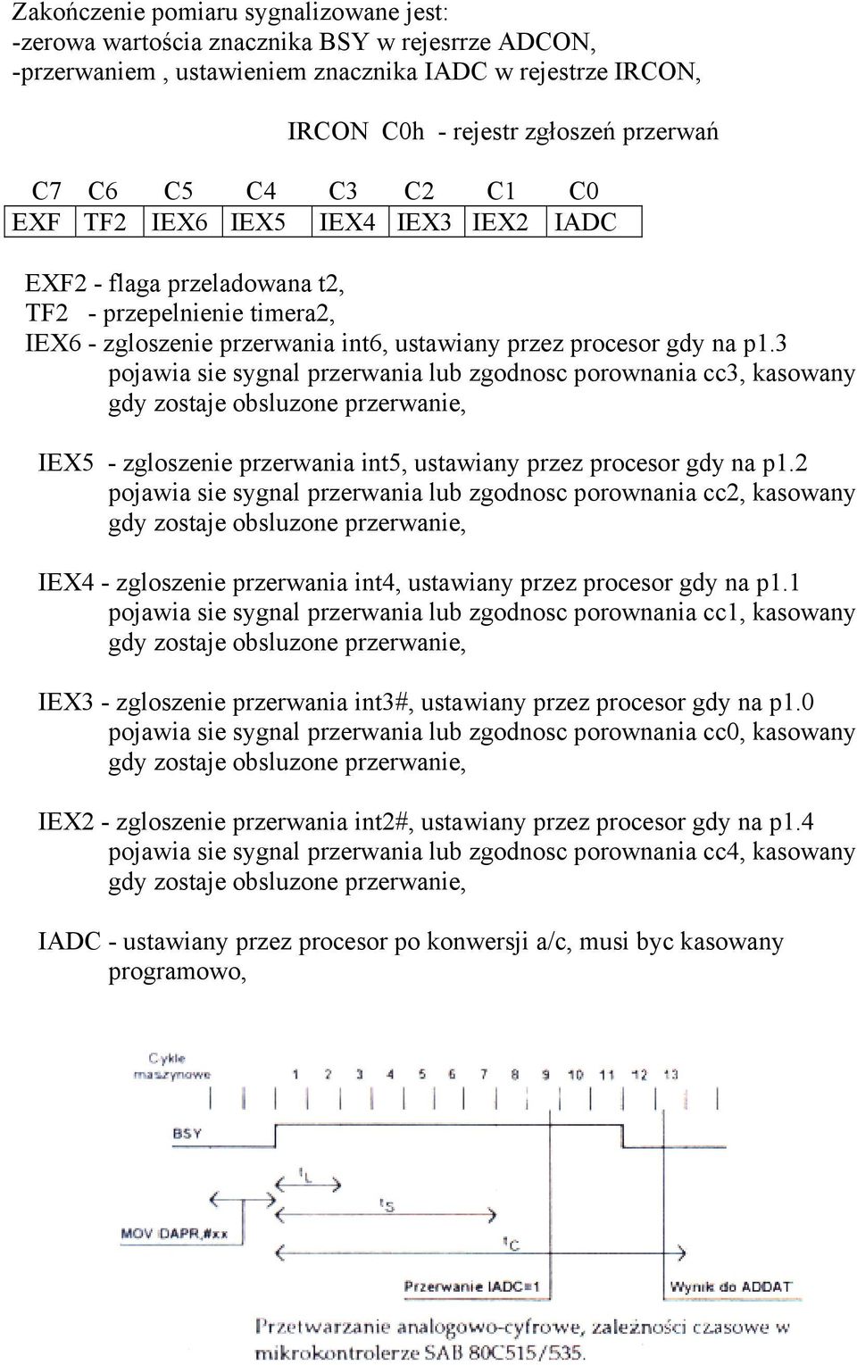 3 pojawia sie sygnal przerwania lub zgodnosc porownania cc3, kasowany gdy zostaje obsluzone przerwanie, IEX5 - zgloszenie przerwania int5, ustawiany przez procesor gdy na p1.