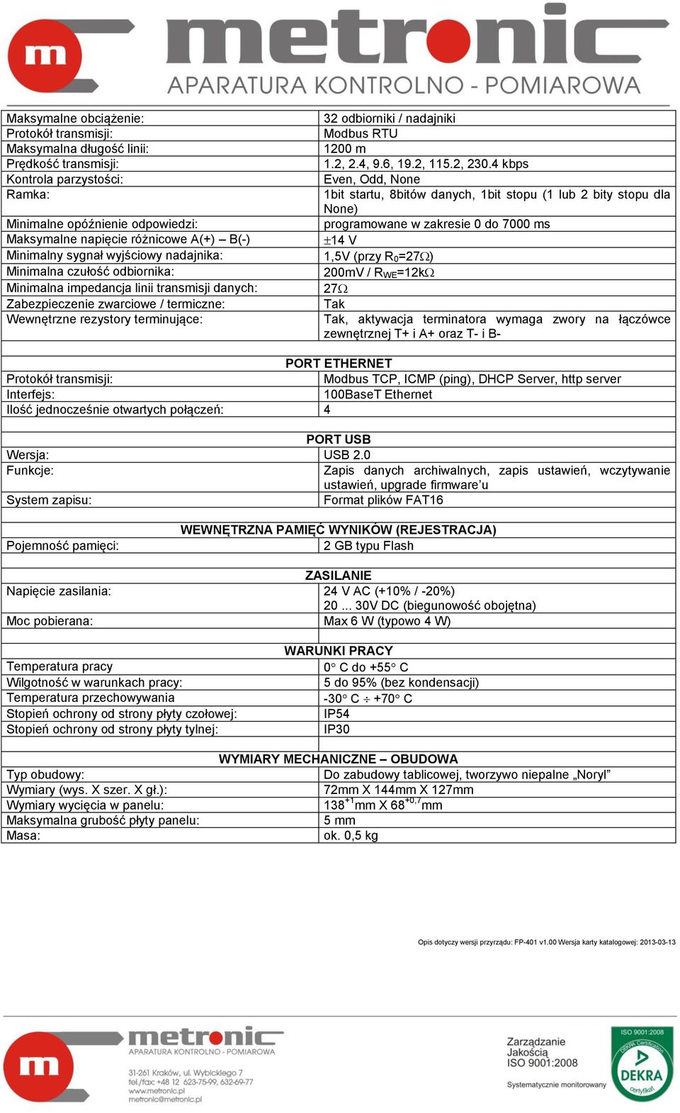 / nadajniki Modbus RTU 1200 m 1.2, 2.4, 9.6, 19.2, 115.2, 230.