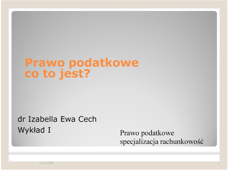 I Prawo podatkowe