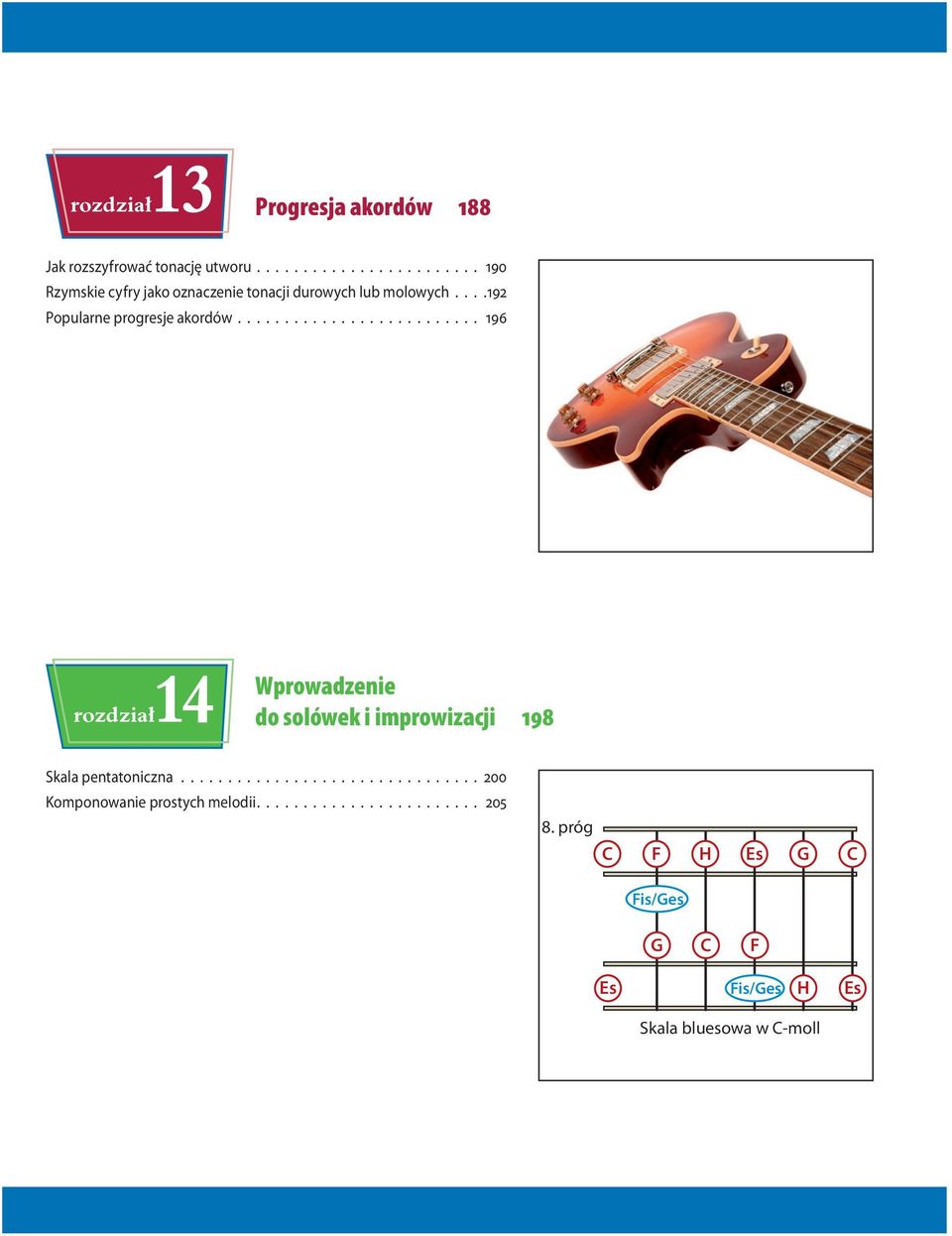 rozdział14 Wprowadzenie do solówek i improwizacji 198 Skala pentatoniczna 200