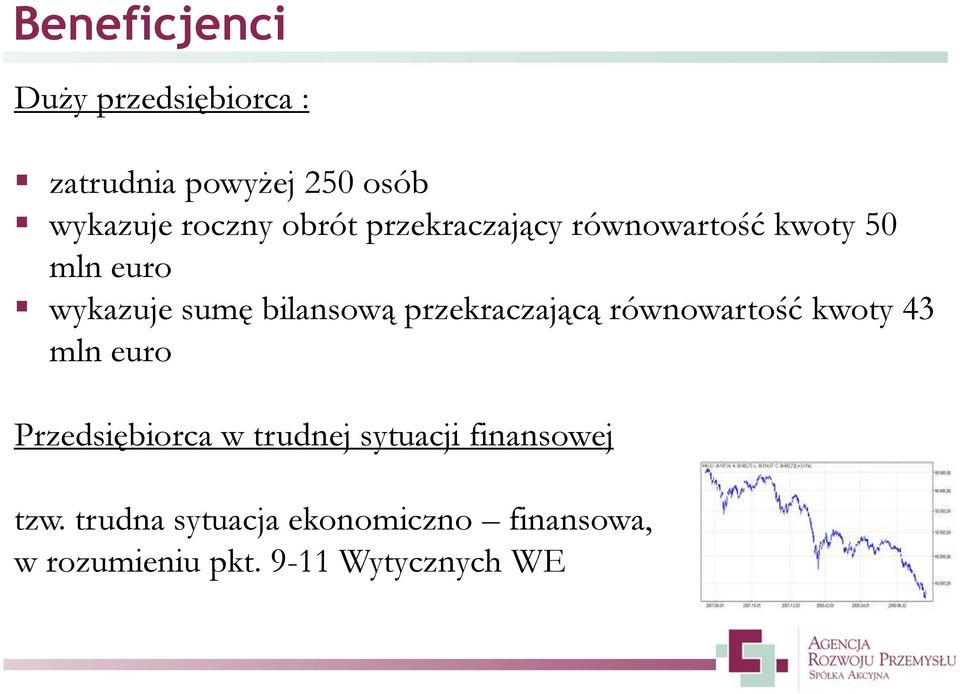 przekraczającą równowartość kwoty 43 mln euro Przedsiębiorca w trudnej sytuacji