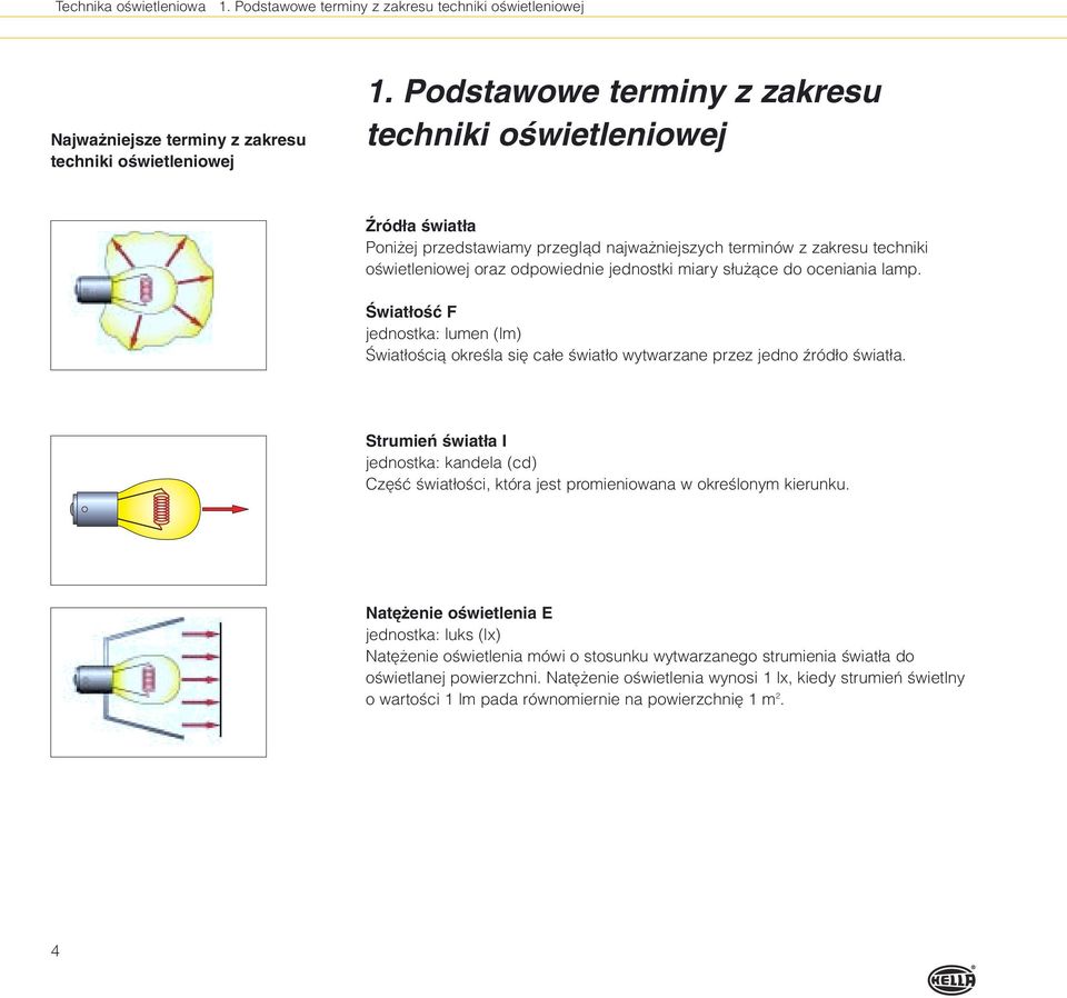 do oceniania lamp. Âwiat oêç F jednostka: lumen (lm) Âwiat oêcià okreêla si ca e Êwiat o wytwarzane przez jedno êród o Êwiat a.