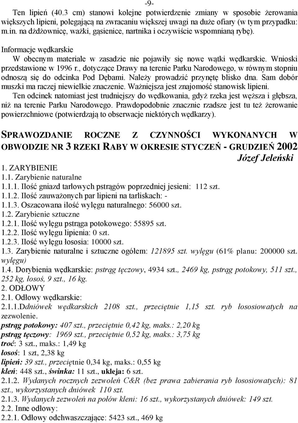 , dotyczące Drawy na terenie Parku Narodowego, w równym stopniu odnoszą się do odcinka Pod Dębami. Należy prowadzić przynętę blisko dna. Sam dobór muszki ma raczej niewielkie znaczenie.