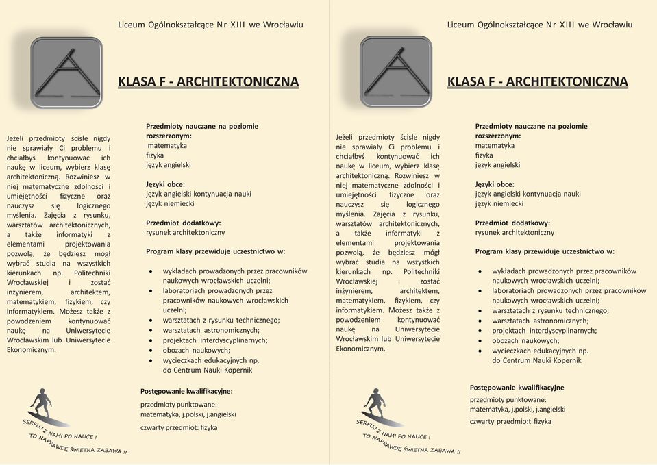 Zajęcia z rysunku, warsztatów architektonicznych, a także informatyki z elementami projektowania pozwolą, że będziesz mógł wybrać studia na wszystkich kierunkach np.