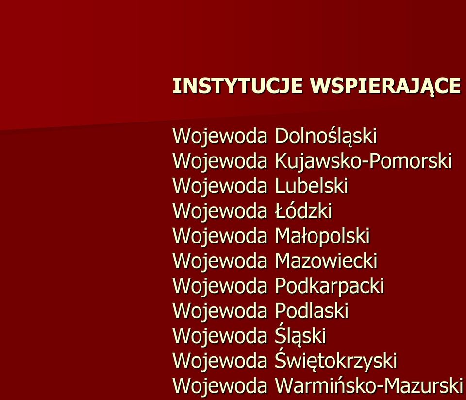 Małopolski Wojewoda Mazowiecki Wojewoda Podkarpacki Wojewoda