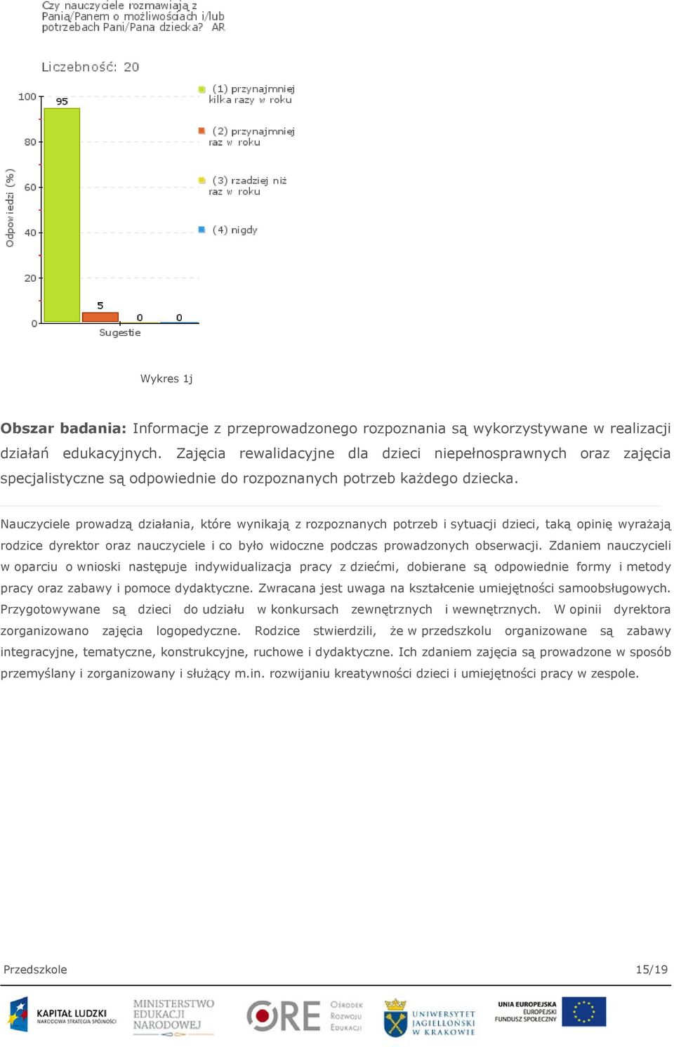 Nauczyciele prowadzą działania, które wynikają z rozpoznanych potrzeb i sytuacji dzieci, taką opinię wyrażają rodzice dyrektor oraz nauczyciele i co było widoczne podczas prowadzonych obserwacji.