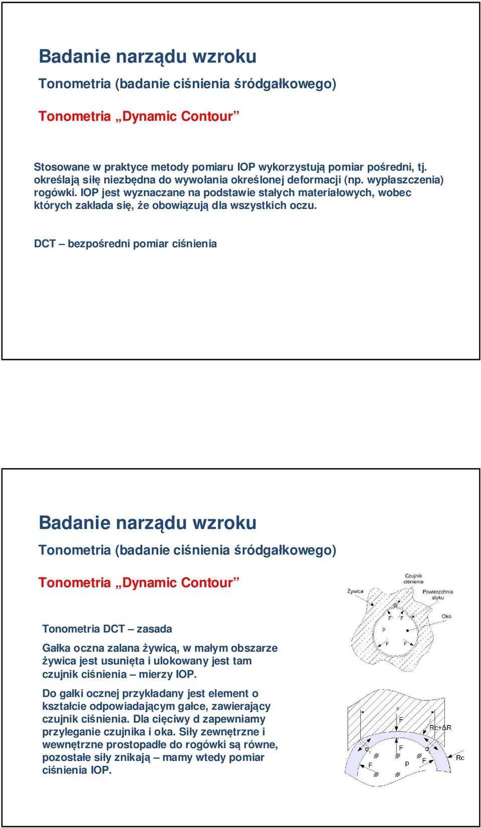 IOP jest wyznaczane na podstawie stałych materiałowych, wobec których zakłada się, że obowiązują dla wszystkich oczu.
