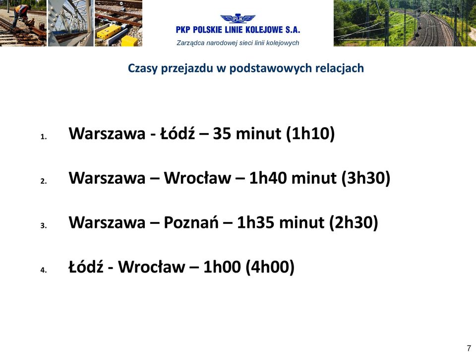 Warszawa Wrocław 1h40 minut (3h30) 3.