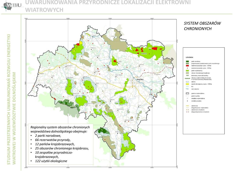 obejmuje: 2 parki narodowe, 66 rezerwatów przyrody, 12 parków krajobrazowych, 25