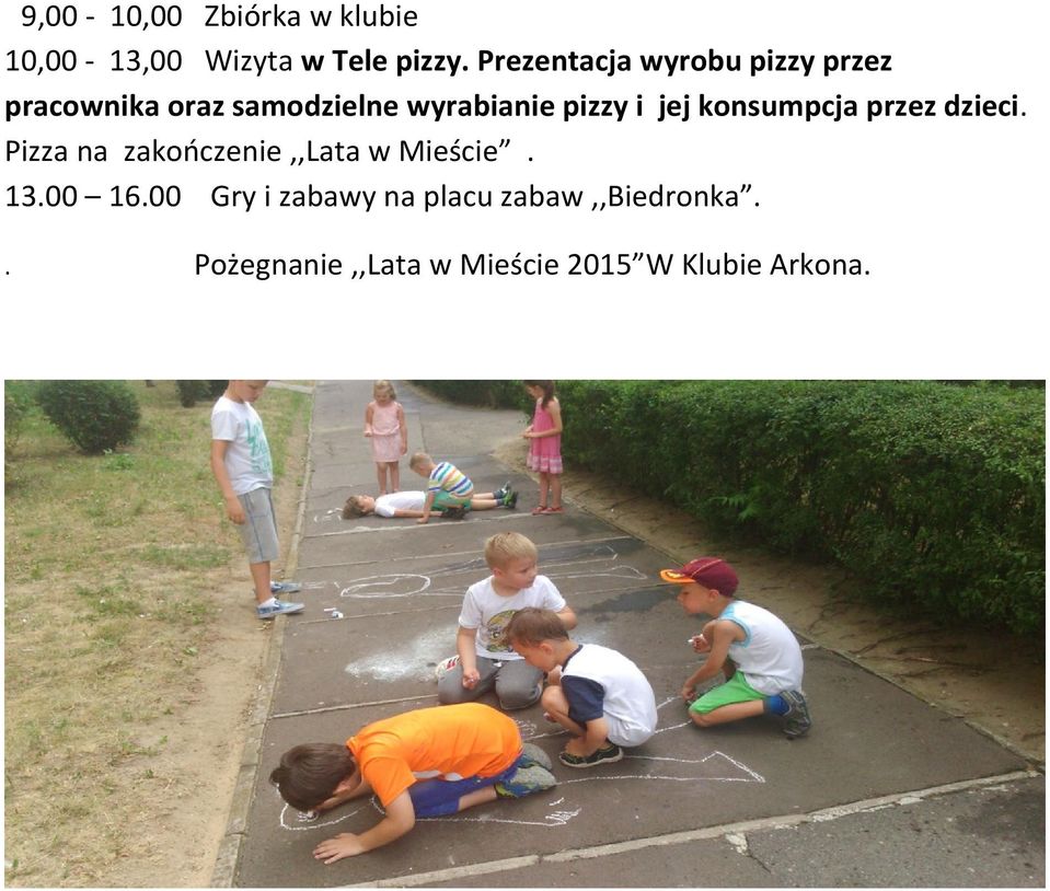 i jej konsumpcja przez dzieci. Pizza na zakończenie,,lata w Mieście. 13.