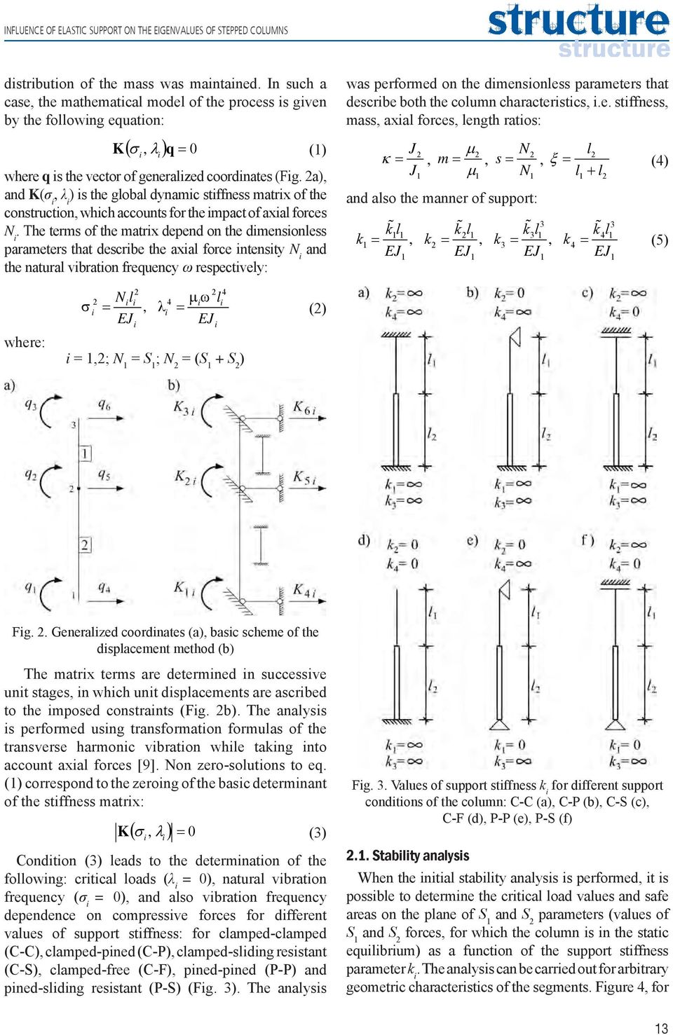 a), and K(σ i, λ i ) is the global dynamic stiffness matrix of the construction, which accounts for the impact of axial forces N i.