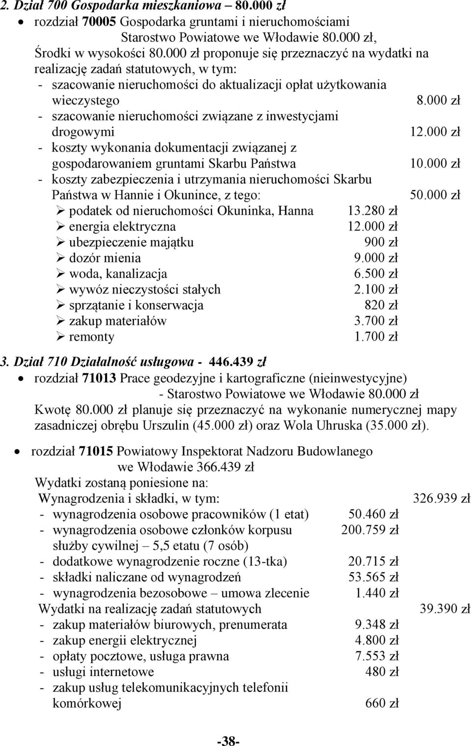 000 zł - szacowanie nieruchomości związane z inwestycjami drogowymi 12.000 zł - koszty wykonania dokumentacji związanej z gospodarowaniem gruntami Skarbu Państwa 10.