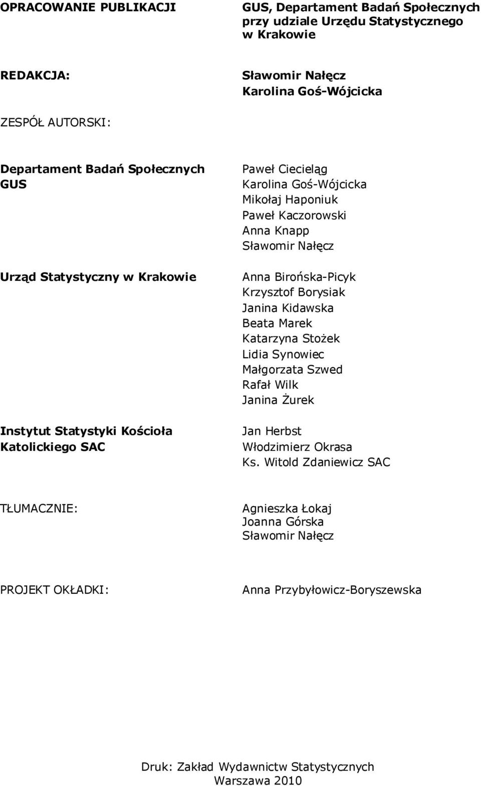 Sławomir Nałęcz Anna Birońska-Picyk Krzysztof Borysiak Janina Kidawska Beata Marek Katarzyna Stożek Lidia Synowiec Małgorzata Szwed Rafał Wilk Janina Żurek Jan Herbst Włodzimierz