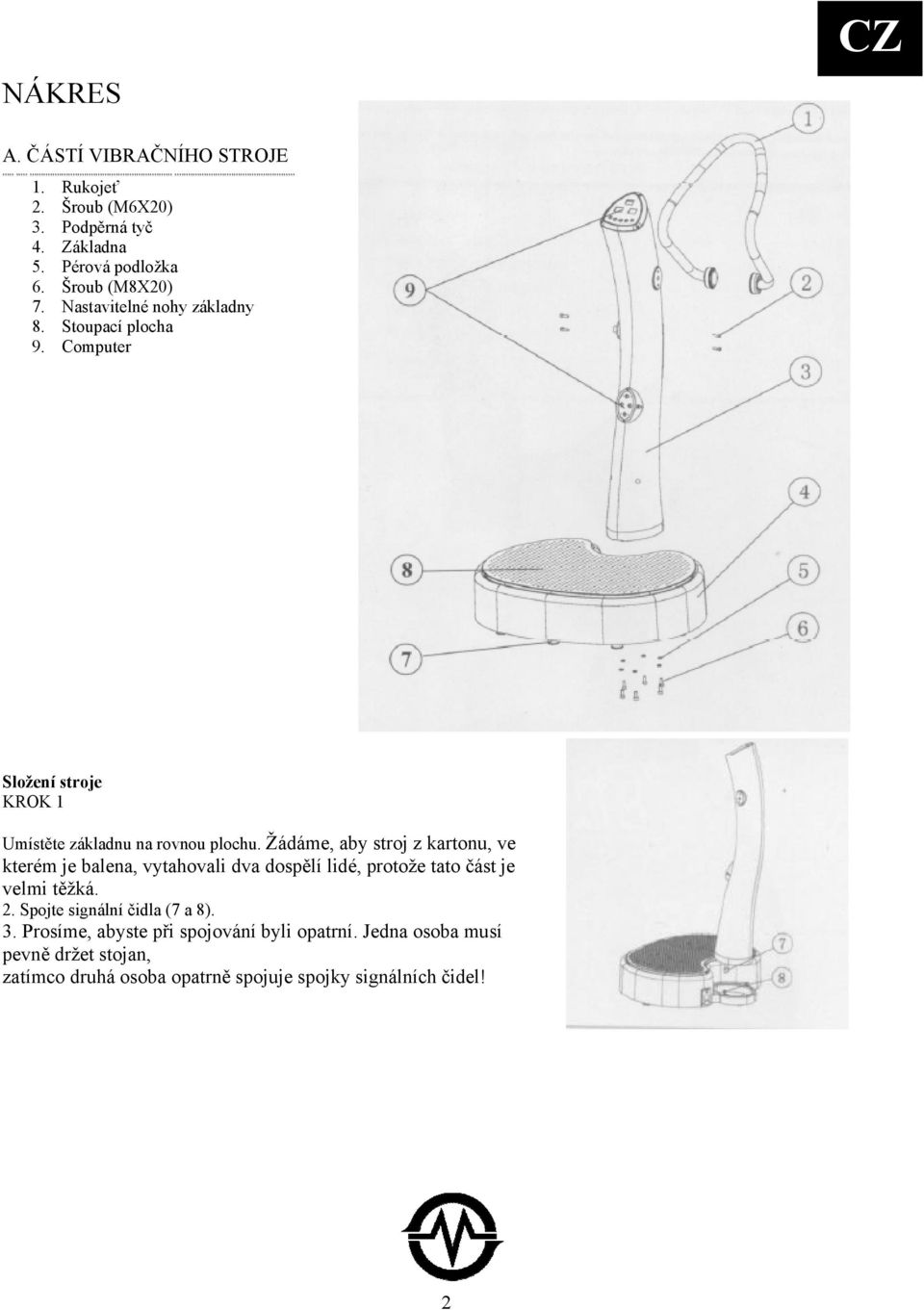 Computer Složení stroje KROK 1 Umístěte základnu na rovnou plochu.