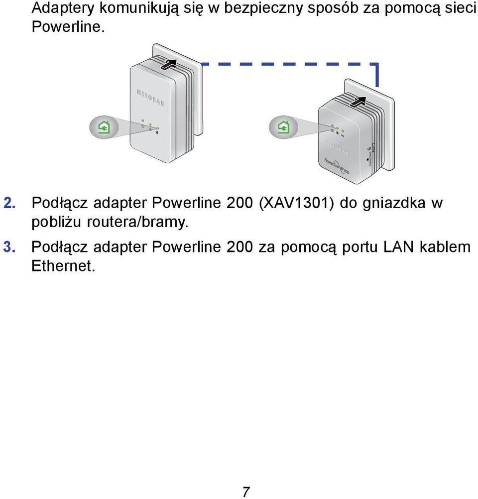 Podłącz adapter Powerline 200 (XAV1301) do gniazdka w