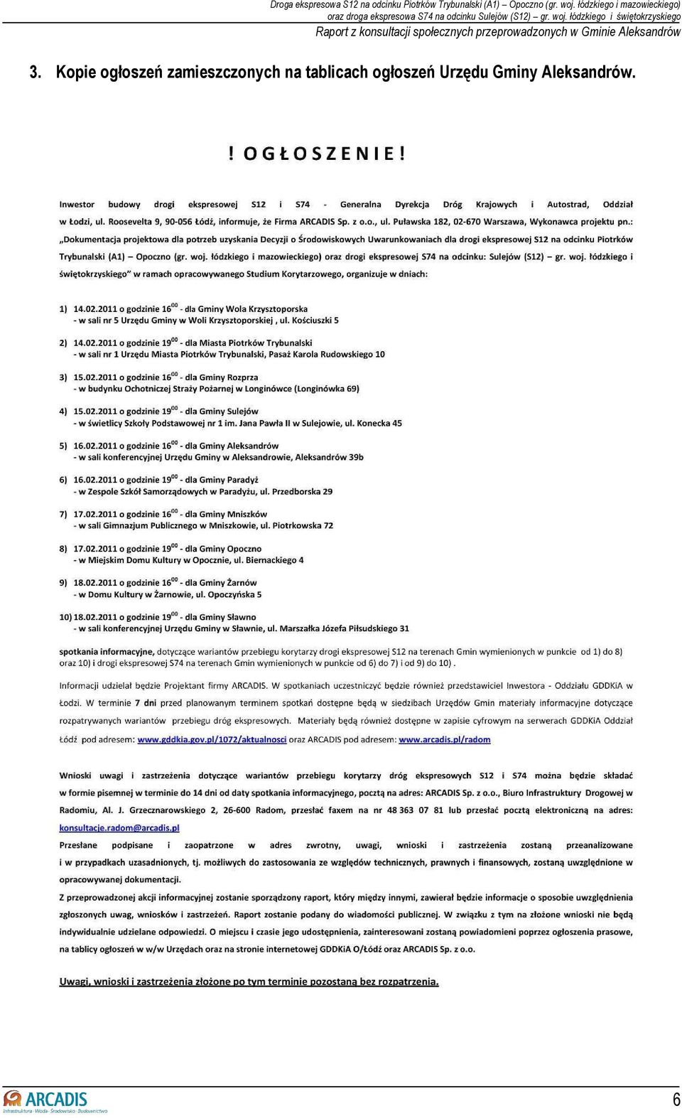 tablicach ogłoszeń