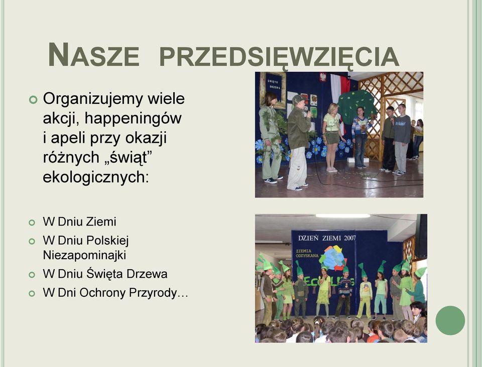 ekologicznych: W Dniu Ziemi W Dniu Polskiej