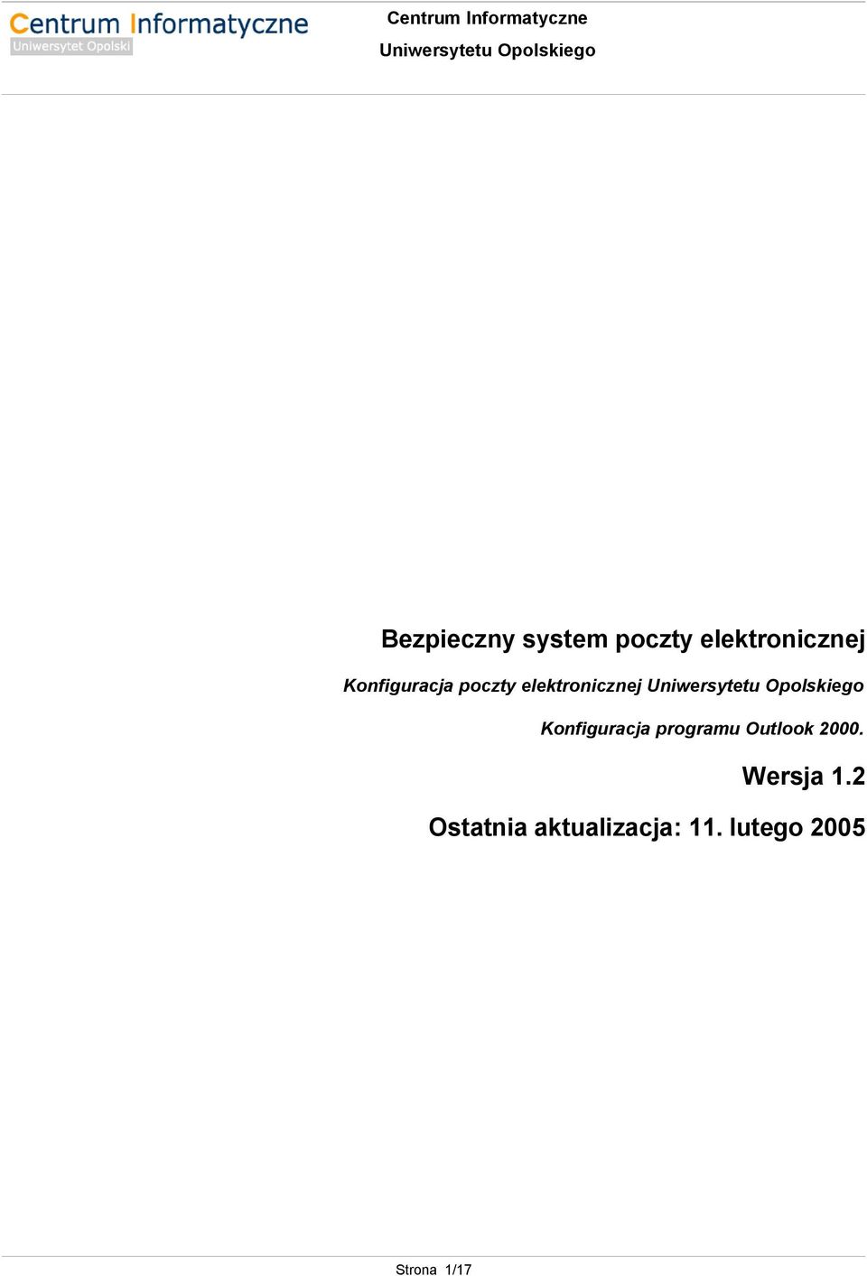 Konfiguracja programu Outlook 2000.