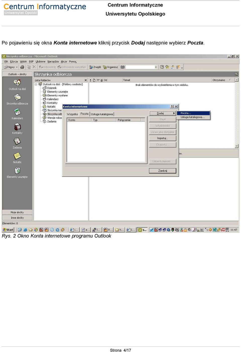 następnie wybierz Poczta. Rys.