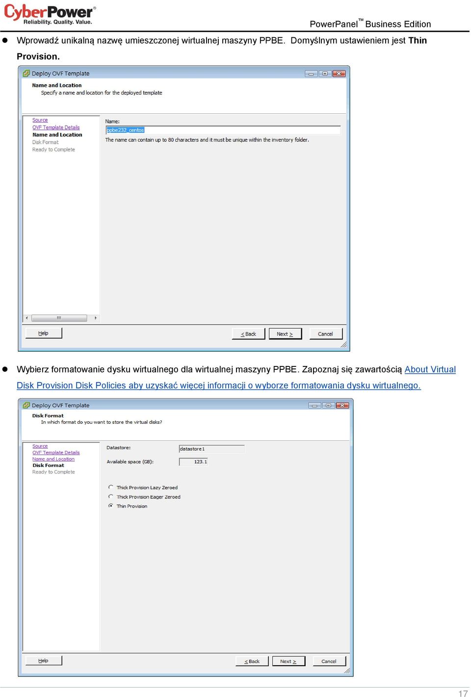 Wybierz formatowanie dysku wirtualnego dla wirtualnej maszyny PPBE.