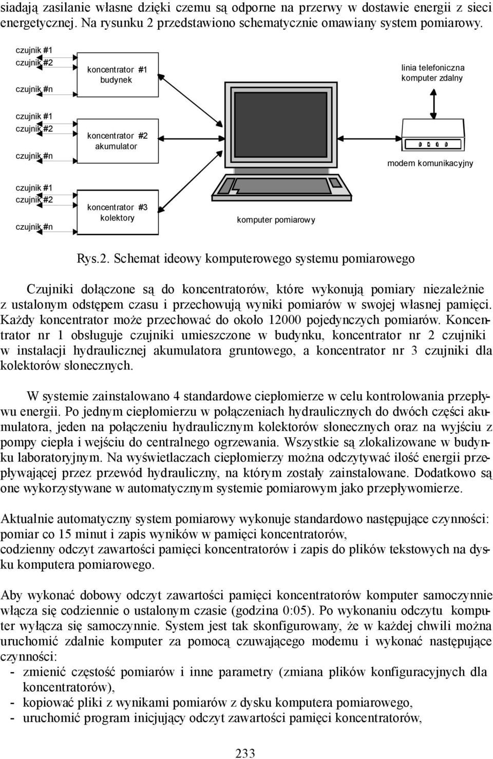 czujnik #n koncentrator #3 kolektory komputer pomiarowy Rys.2.
