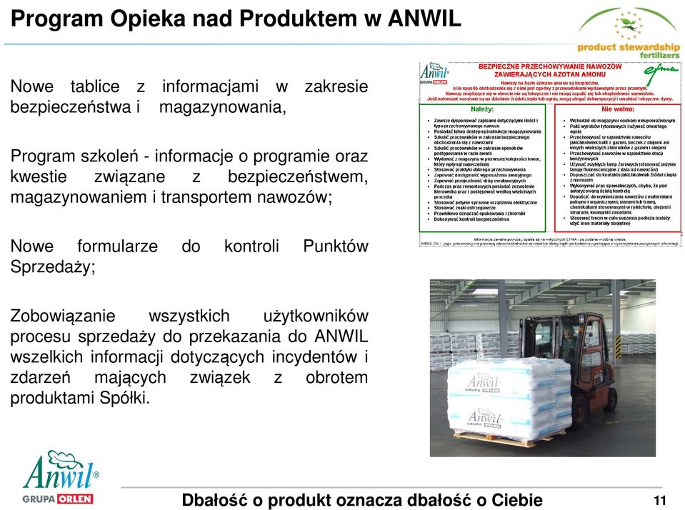 kontroli Punktów Sprzedaży; Zobowiązanie wszystkich użytkowników procesu sprzedaży do przekazania do ANWIL wszelkich