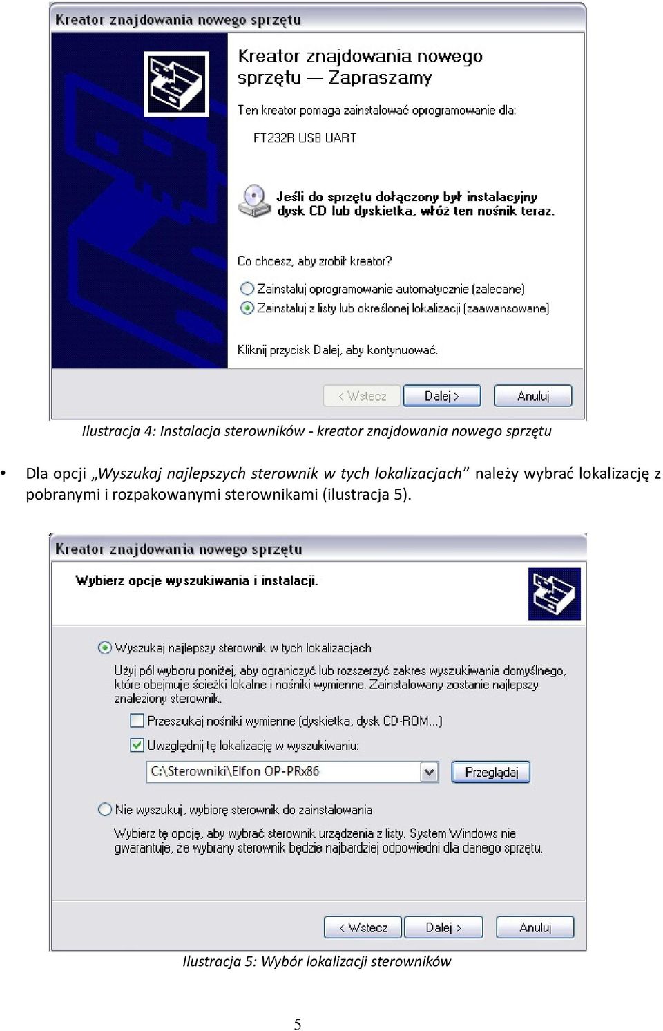 lokalizacjach należy wybrać lokalizację z pobranymi i