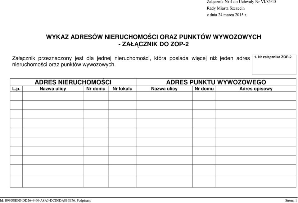 nieruchomości która posiada więcej niŝ jeden adres nieruchomości oraz punktów wywozowych. 1.