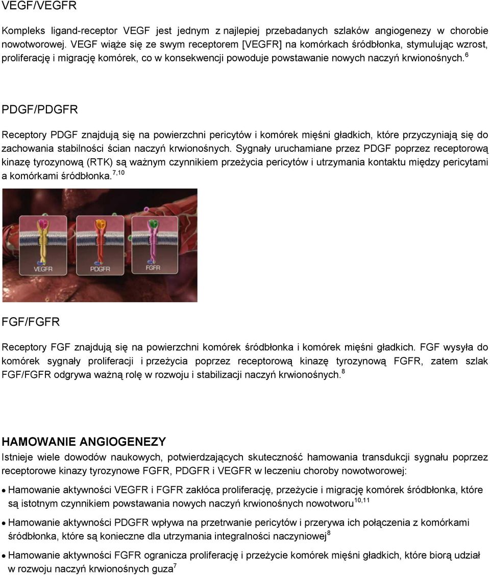 6 PDGF/PDGFR Receptory PDGF znajdują się na powierzchni pericytów i komórek mięśni gładkich, które przyczyniają się do zachowania stabilności ścian naczyń krwionośnych.