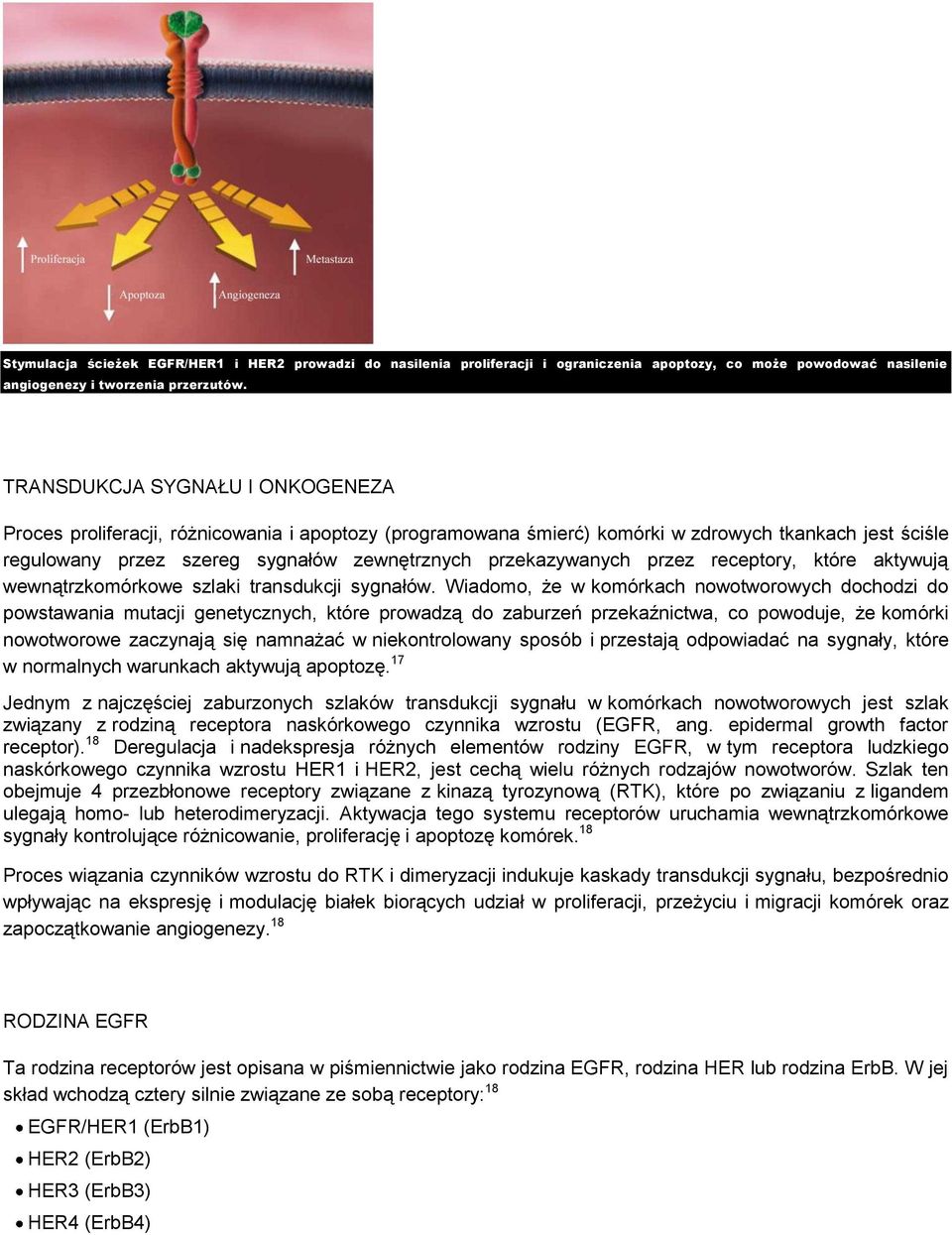 przekazywanych przez receptory, które aktywują wewnątrzkomórkowe szlaki transdukcji sygnałów.