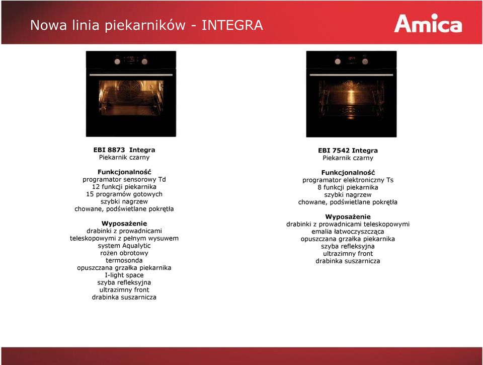 termosonda opuszczana grzałka piekarnika I-light space EBI 7542 Integra Piekarnik czarny programator elektroniczny Ts 8 funkcji