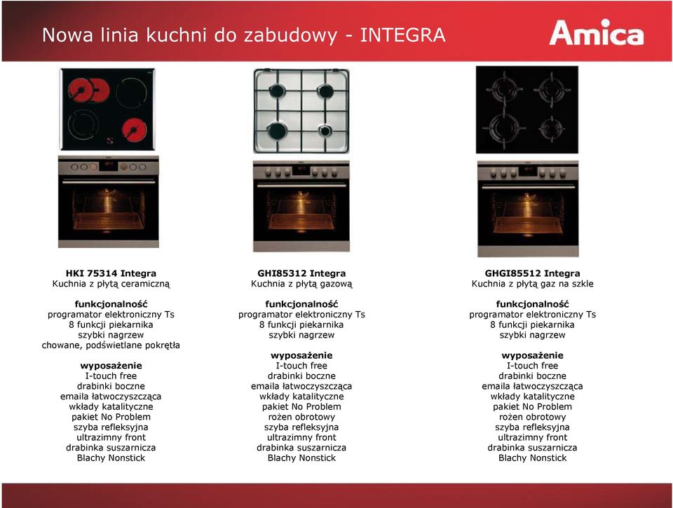 Ts 8 funkcji piekarnika wyposażenie drabinki boczne emaila łatwoczyszcząca wkłady katalityczne pakiet No Problem rożen obrotowy Blachy Nonstick GHGI85512 Integra Kuchnia z płytą gaz na