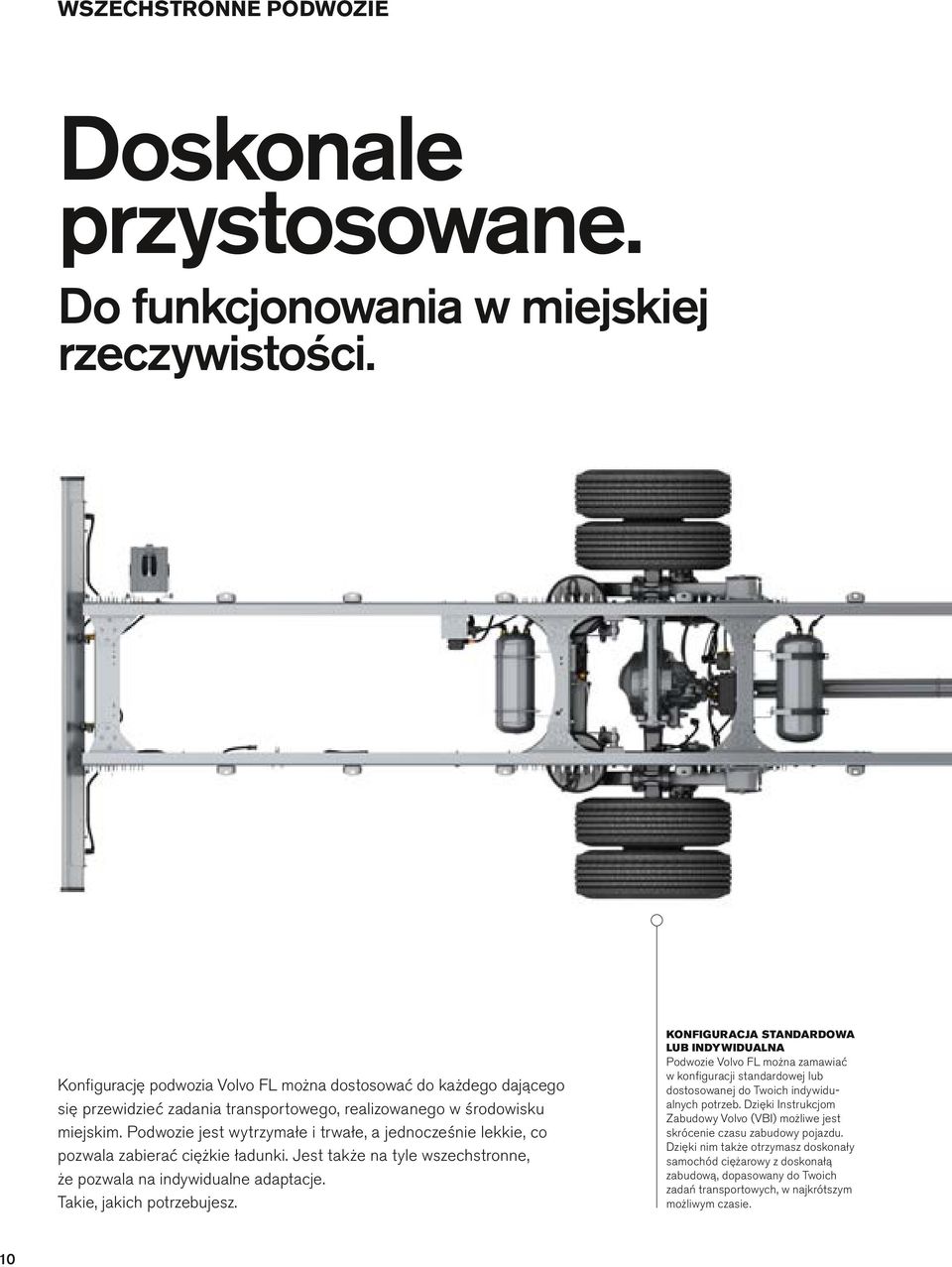 Podwozie jest wytrzymałe i trwałe, a jednocześnie ekkie, co pozwaa zabierać ciężkie ładunki. Jest także na tye wszechstronne, że pozwaa na indywiduane adaptacje. Takie, jakich potrzebujesz.