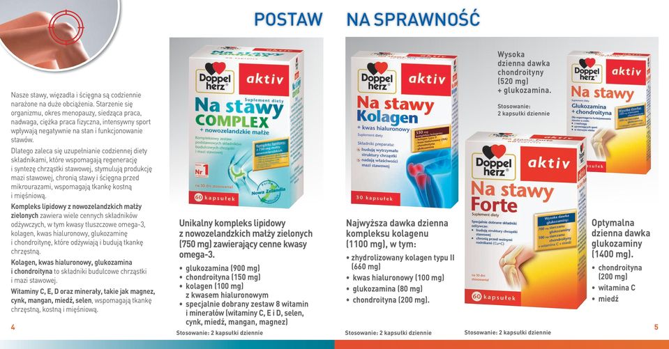 Dlatego zaleca się uzupełnianie codziennej diety składnikami, które wspomagają regenerację i syntezę chrząstki stawowej, stymulują produkcję mazi stawowej, chronią stawy i ścięgna przed mikrourazami,