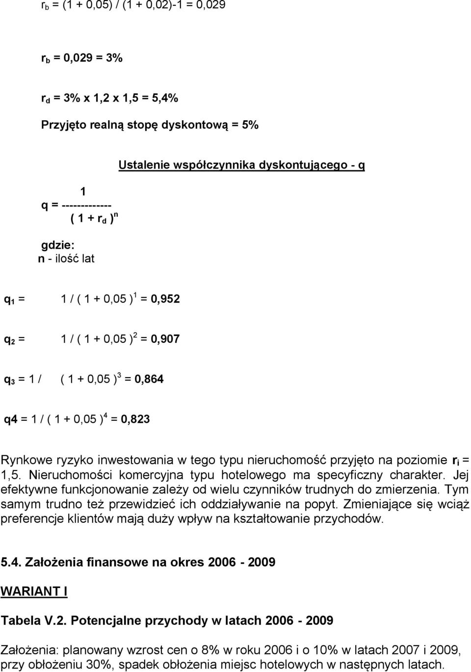 typu nieruchomość przyjęto na poziomie r i = 1,5. Nieruchomości komercyjna typu hotelowego ma specyficzny charakter. Jej efektywne funkcjonowanie zależy od wielu czynników trudnych do zmierzenia.