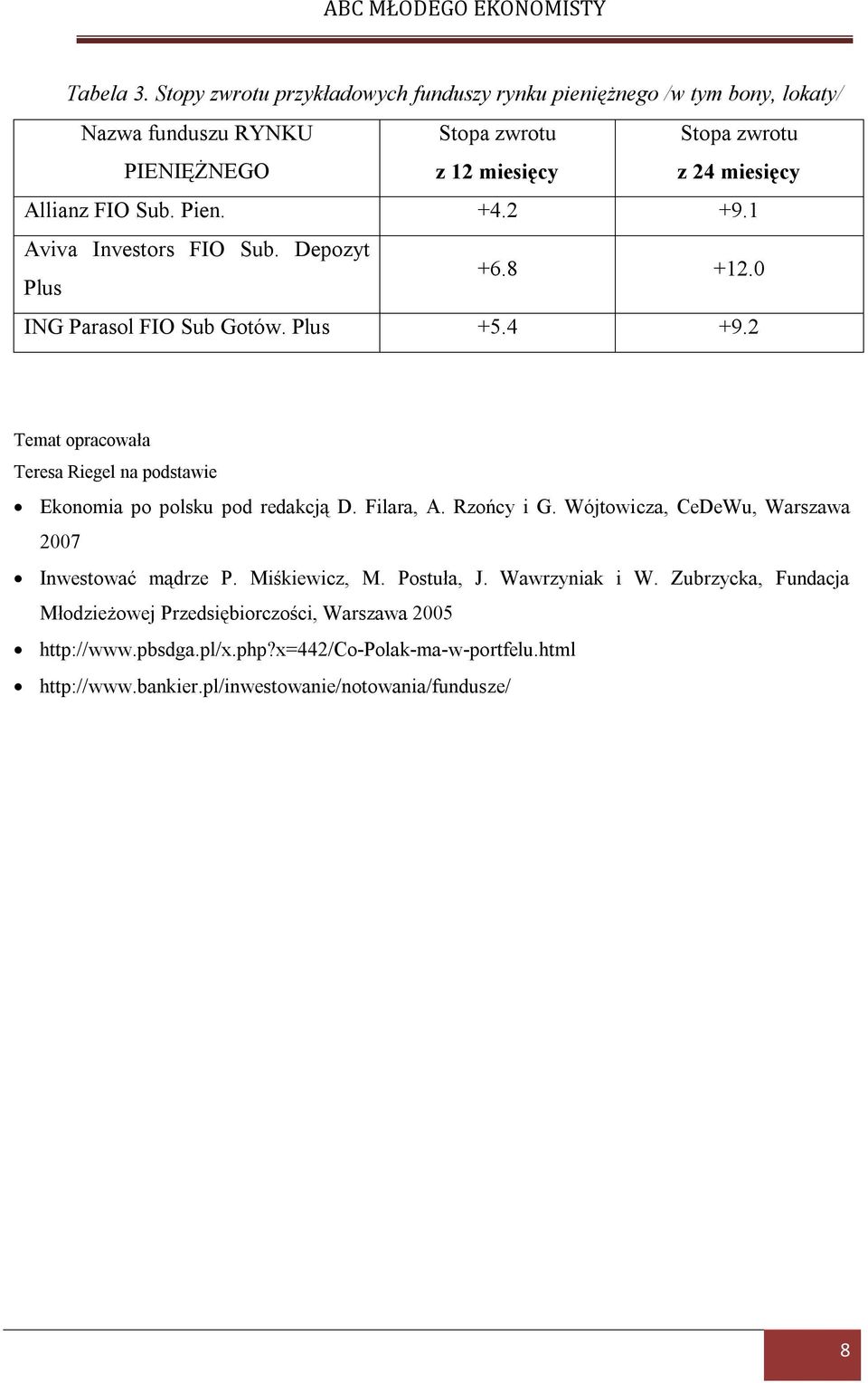 2 Temat opracowała Teresa Riegel na podstawie Ekonomia po polsku pod redakcją D. Filara, A. Rzońcy i G. Wójtowicza, CeDeWu, Warszawa 2007 Inwestować mądrze P.