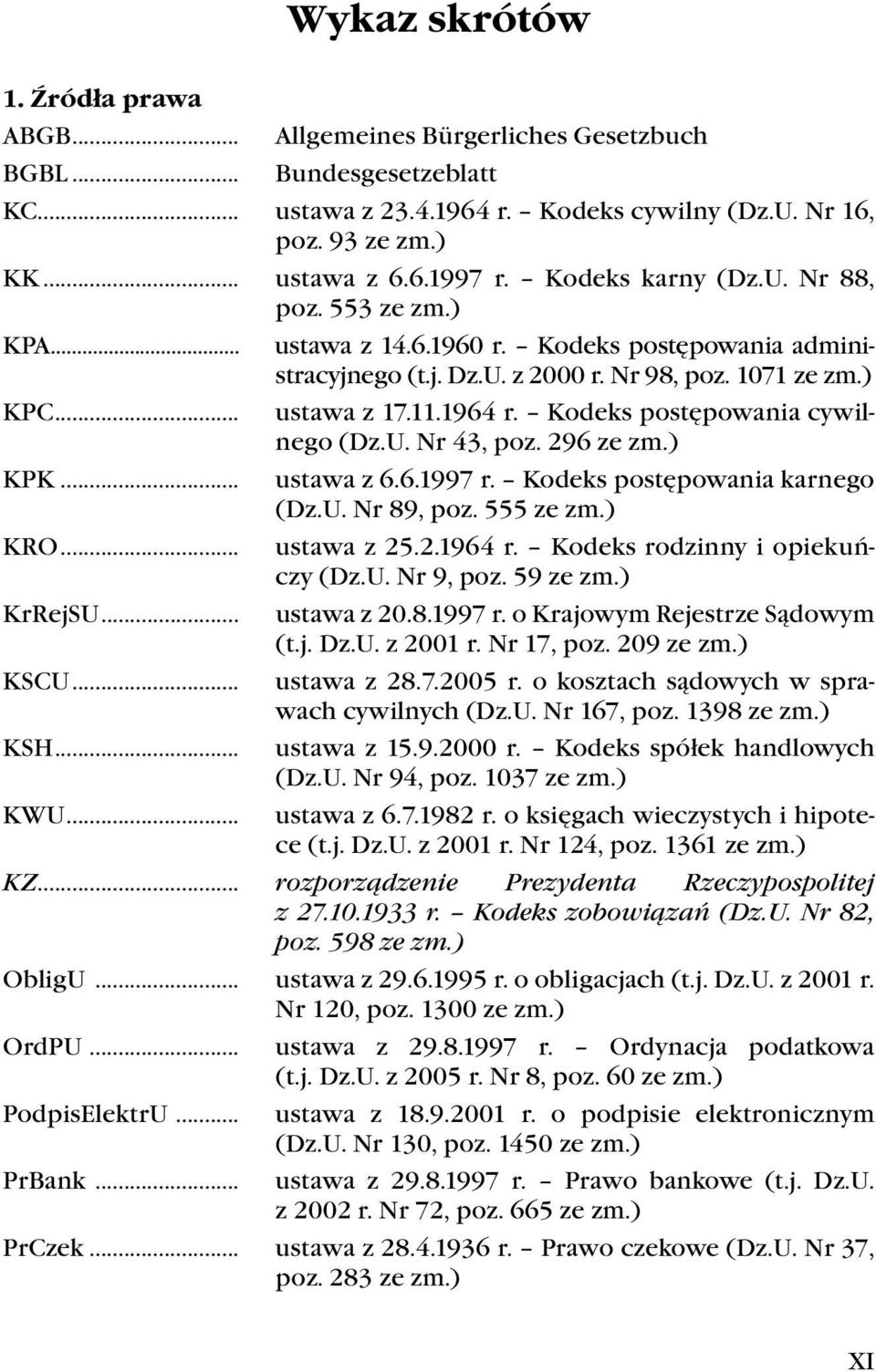 1071 ze zm.) ustawa z 17.11.1964 r. Kodeks postępowania cywilnego (Dz.U. Nr 43, poz. 296 ze zm.) ustawa z 6.6.1997 r. Kodeks postępowania karnego (Dz.U. Nr 89, poz. 555 ze zm.) ustawa z 25.2.1964 r. Kodeks rodzinny i opiekuńczy (Dz.